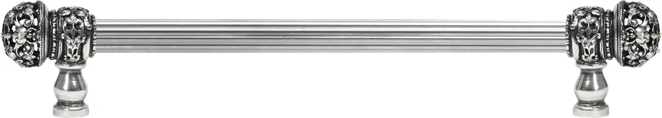 Juliane Grace 12'' cc with 5/8'' reeded center long pull small finial w/ 52 Swarovski Clear & Aurore Boreale Crystals 5702R-9CAB