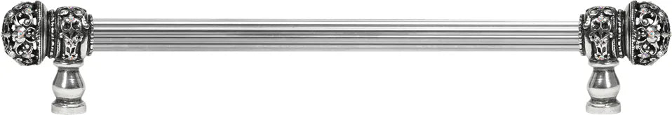 Juliane Grace 18'' o.c with 5/8'' reeded center long pull small finial w/ 52 Swarovski Clear & Aurore Boreale Crystals 5703R-9CAB