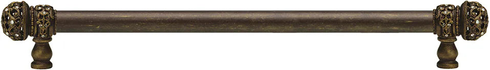 Juliane Grace 22'' cc with 5/8'' smooth center long pull small finial with clear Swarovski crystals in Antique Brass. 5704-3C
