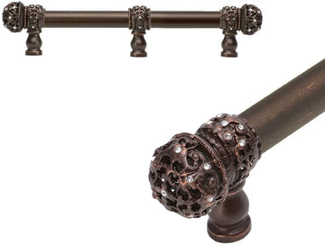 Juliane Grace long pull small finial with Swarovski Crystals with center brace Smooth Center 5705/5706/5707/5709