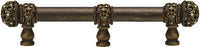 Juliane Grace 6'' cc with 5/8'' smooth center long pull & center brace small finial with clear Swarovski crystals in Antique Brass. 5705-3C