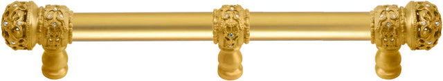 Juliane Grace 6'' cc with 5/8'' smooth center long pull small finial w/ 61 Swarovski Clear & Aurore Boreale Crystals with center brace 5705-8CAB