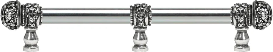 Juliane Grace 6'' cc with 5/8'' smooth center long pull & center brace small finial with clear Swarovski crystals in Chalice. 5705-9C