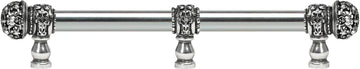 Juliane Grace 6'' cc with 5/8'' smooth center long pull & center brace small finial with clear Swarovski crystals in Chalice. 5705-9C