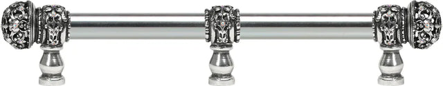 Juliane Grace 9'' cc with 5/8'' smooth center long pull small finial w/ 61 Swarovski Clear & Aurore Boreale Crystals with center brace 5706-9CAB