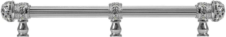 Juliane Grace 9'' cc with 5/8'' reeded center long pull small finial w/ 61 Swarovski Clear & Aurore Boreale Crystals with center brace 5706R-24CAB