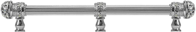 Juliane Grace 9'' cc with 5/8'' reeded center long pull small finial w/ 61 Swarovski Clear & Aurore Boreale Crystals with center brace 5706R-24CAB