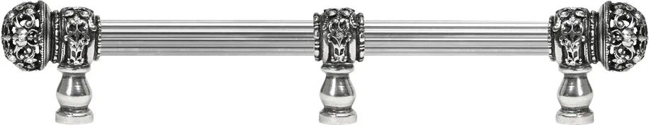Juliane Grace 9'' cc with 5/8'' reeded center long pull & center brace small finial with clear Swarovski crystals in Chalice. 5706R-9C