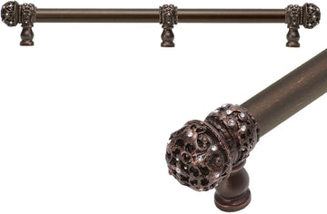 Juliane Grace 12'' cc with 5/8'' smooth center long pull small finial w/ 61 Swarovski Clear Crystals with center brace 5707-22C