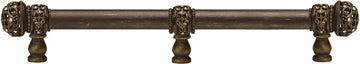 Juliane Grace 12'' cc with 5/8'' smooth center long pull & center brace small finial with clear Swarovski crystals in Antique Brass. 5707-3C