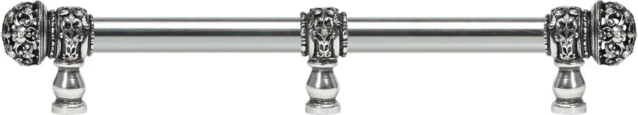 Juliane Grace 12'' cc with 5/8'' smooth center long pull small finial w/ 61 Swarovski Clear & Aurore Boreale Crystals with center brace 5707-9CAB