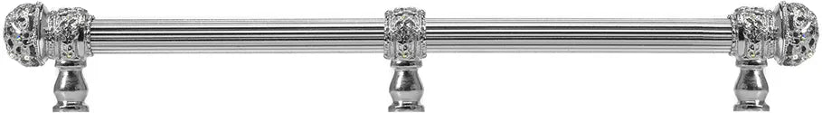 Juliane Grace 12'' cc with 5/8'' reeded center long pull small finial w/ 61 Swarovski Clear & Aurore Boreale Crystals with center brace 5707R-24CAB