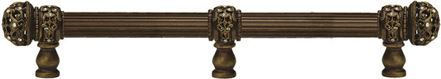 Juliane Grace 12'' cc with 5/8'' reeded center long pull & center brace small finial with clear Swarovski crystals in Antique Brass. 5707R-3C