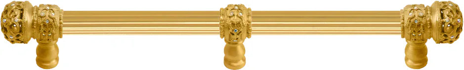 Juliane Grace 12'' cc with 5/8'' reeded center long pull small finial w/ 61 Swarovski Clear & Aurore Boreale Crystals with center brace 5707R-8CAB