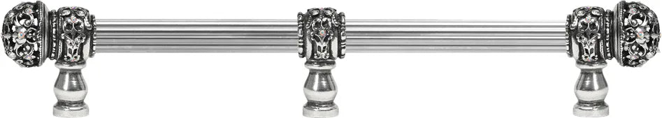 Juliane Grace 12'' cc with 5/8'' reeded center long pull small finial w/ 61 Swarovski Clear & Aurore Boreale Crystals with center brace 5707R-9CAB