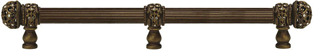 Juliane Grace 18'' cc with 5/8'' reeded center long pull & center brace small finial with clear Swarovski crystals in Antique Brass. 5708R-3C