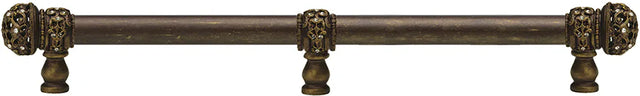 Juliane Grace 22'' cc with 5/8'' smooth center long pull & center brace small finial with clear Swarovski crystals in Antique Brass. 5709-3C