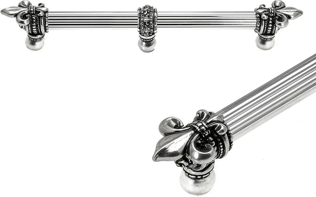 Charlemagne 12'' cc with 5/8'' reeded center long pull with large Fleur De Lys with center brace 5717R-9