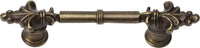 Charlemagne classic 3'' cc pull with small Fleur De Lys on ends in Antique Brass. 575-3