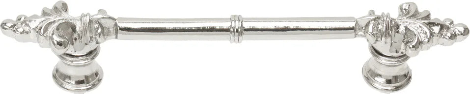 Charlemagne classic 4'' cc pull with small Fleur De Lys on ends in Platinum. 576-24