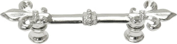Charlemagne 3'' cc pull with large Fleur De Lys in Platinum. 598-24