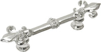 Charlemagne 3'' cc pull with large Fleur De Lys in Platinum. 598-24