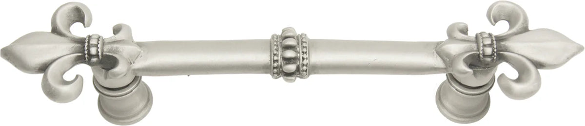 Charlemagne 4'' cc pull with large Fleur De Lys in Satin. 599-11