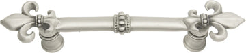 Charlemagne 4'' cc pull with large Fleur De Lys in Satin. 599-11