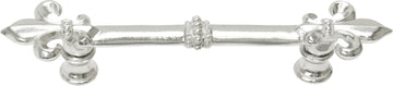 Charlemagne 4'' cc pull with large Fleur De Lys in Platinum. 599-24
