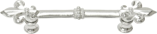 Charlemagne 4'' cc pull with large Fleur De Lys in Platinum. 599-24