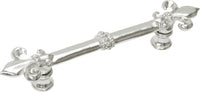 Charlemagne 4'' cc pull with large Fleur De Lys in Platinum. 599-24