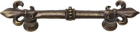 Charlemagne 4'' cc pull with large Fleur De Lys in Antique Brass. 599-3