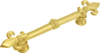 Charlemagne 4'' cc pull with large Fleur De Lys in Gilded Mercury. 599-8