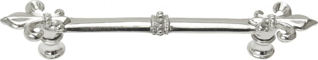 Charlemagne 5'' cc pull with large Fleur De Lys in Platinum. 600-24