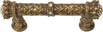 Crowning Glory Queen Elizabeth Carpe Diem 6328-3C Antique Brass Queen Elizabeth 3'' cc pull w/ Swarovski Crystals 6328-3C