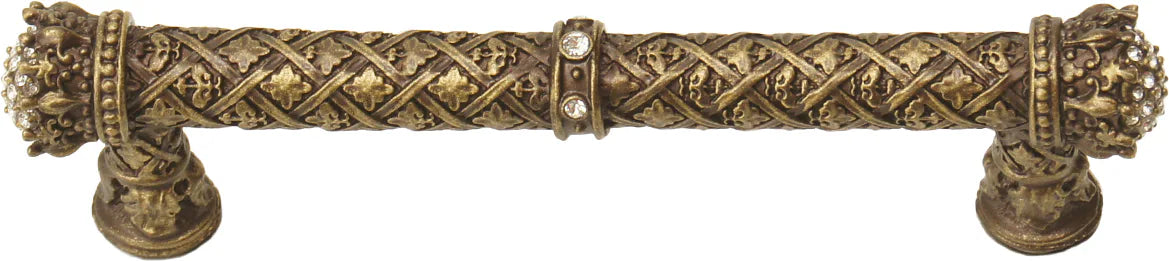 Crowning Glory Queen Elizabeth Carpe Diem 6330-3C Antique Brass Queen Elizabeth 5'' cc pull w/ Swarovski Crystals 6330-3C