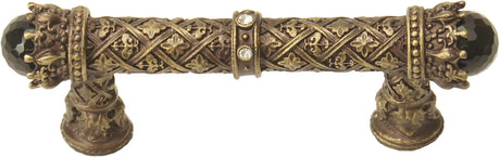 Crowning Glory Queen Penelope Antique Brass 3'' cc pull w/ Swarovski Crystals & semi‐precious stones 6528-3COX