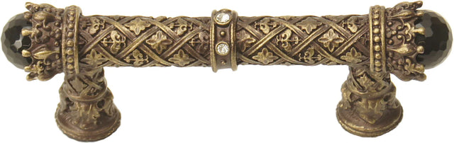 Crowning Glory Queen Penelope Antique Brass 3'' cc pull w/ Swarovski Crystals & semi‐precious stones 6528-3COX