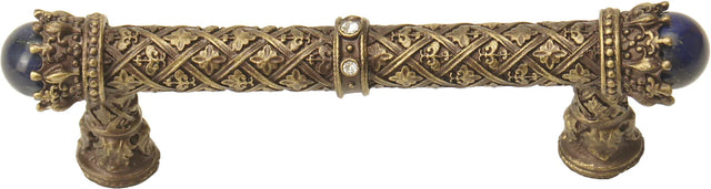 Crowning Glory Queen Penelope Antique Brass 4'' cc pull w/ Swarovski Crystals & semi‐precious stones 6529-3CLAP