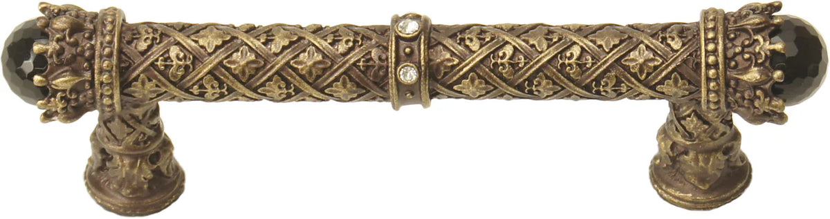 Crowning Glory Queen Penelope Antique Brass 4'' cc pull w/ Swarovski Crystals & semi‐precious stones 6529-3COX