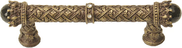 Crowning Glory Queen Penelope Antique Brass 4'' cc pull w/ Swarovski Crystals & semi‐precious stones 6529-3COX