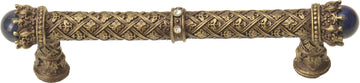 Crowning Glory Queen Penelope Antique Brass 5'' cc pull w/ Swarovski Crystals & semi‐precious stones 6530-3CLAP