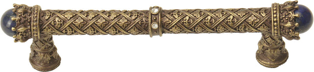 Crowning Glory Queen Penelope Antique Brass 5'' cc pull w/ Swarovski Crystals & semi‐precious stones 6530-3CLAP