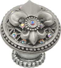 Versailles large round knob Fleur De Lys with Swarovski Crystals and halo platform 7605H