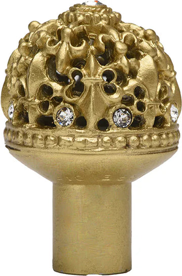 Versailles medium round knob Fleur De Lys open basket with Swarovski Crystals 7613