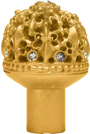 Versailles 7613-8C Gilded Mercury medium round knob Fleur De Lys open basket w/ Swarovski Crystals 7613-8C