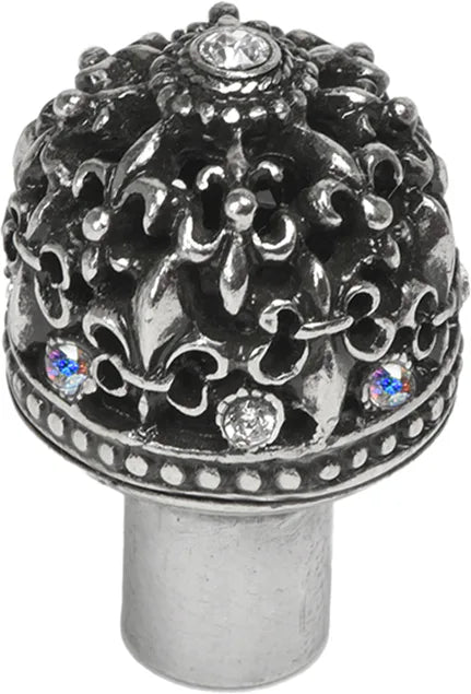 Versailles 7613-9CAB Chalice medium round knob Fleur De Lys open basket w/ Swarovski Crystals 7613-9CAB