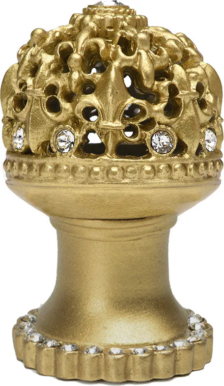 Versailles medium round knob Fleur De Lys open basket with Swarovski Crystals and halo platform 7613H