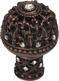 Versailles large round knob Fleur De Lys open basket decorative column foot with Swarovski Crystals 7615