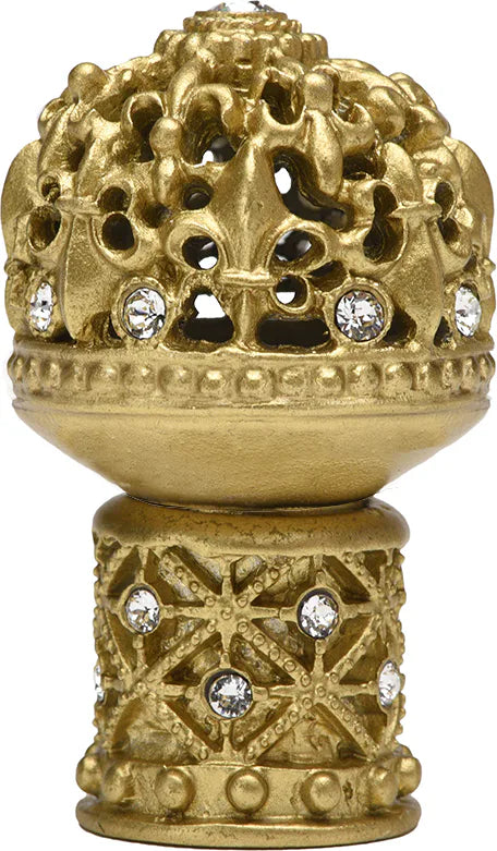 Versailles medium round knob Fleur De Lys open basket decorative column foot with Swarovski Crystals 7616